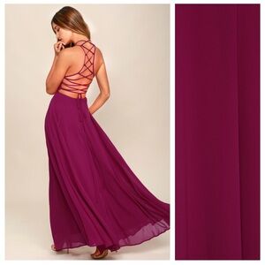 Lulus Strappy To Be Here Magenta Lace-Up Maxi Dress
